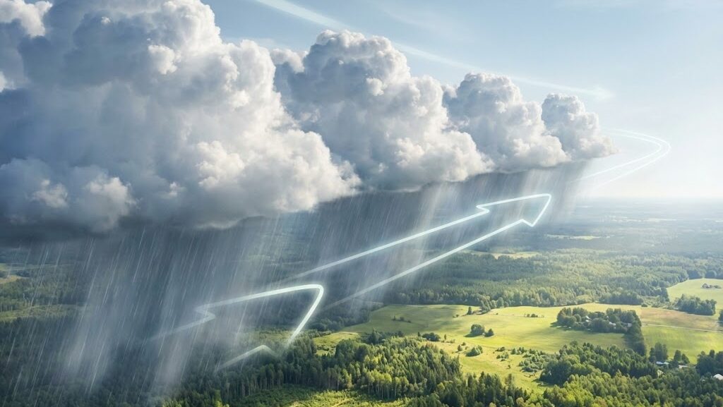 積乱雲が帯状に連なる線状降水帯の基本イメージ写真|防災士解説 HIH