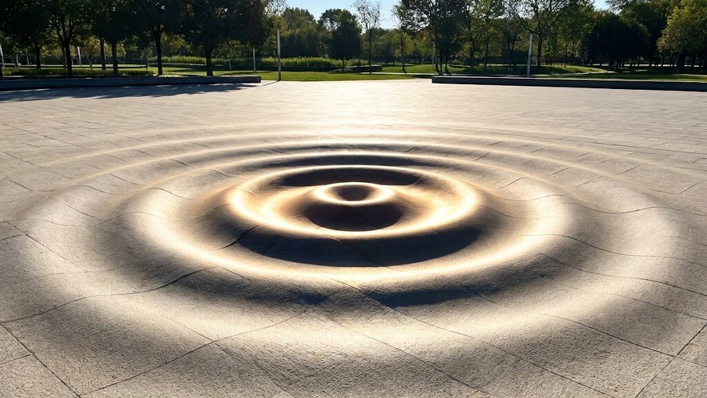 地面に伝わる揺れの強弱を抽象的に表現し、震度やマグニチュードの違いをイメージできる実写風の地震表現