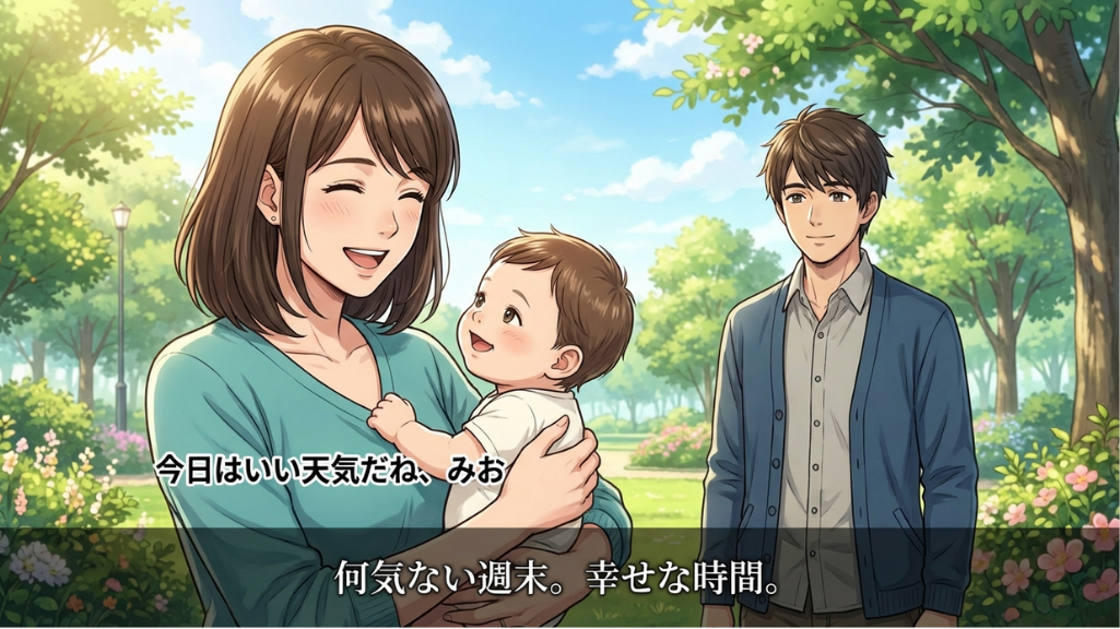 家族の日常シーンと防災意識を表現した防災ストーリー漫画の導入イメージ