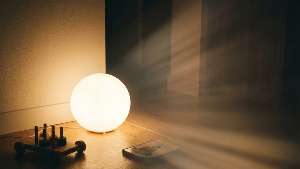 マグニチュードと震度の違いを、距離によって強さが変わるイメージで表現した実写風の比較ビジュアル