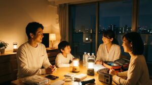 夜の地震の停電について