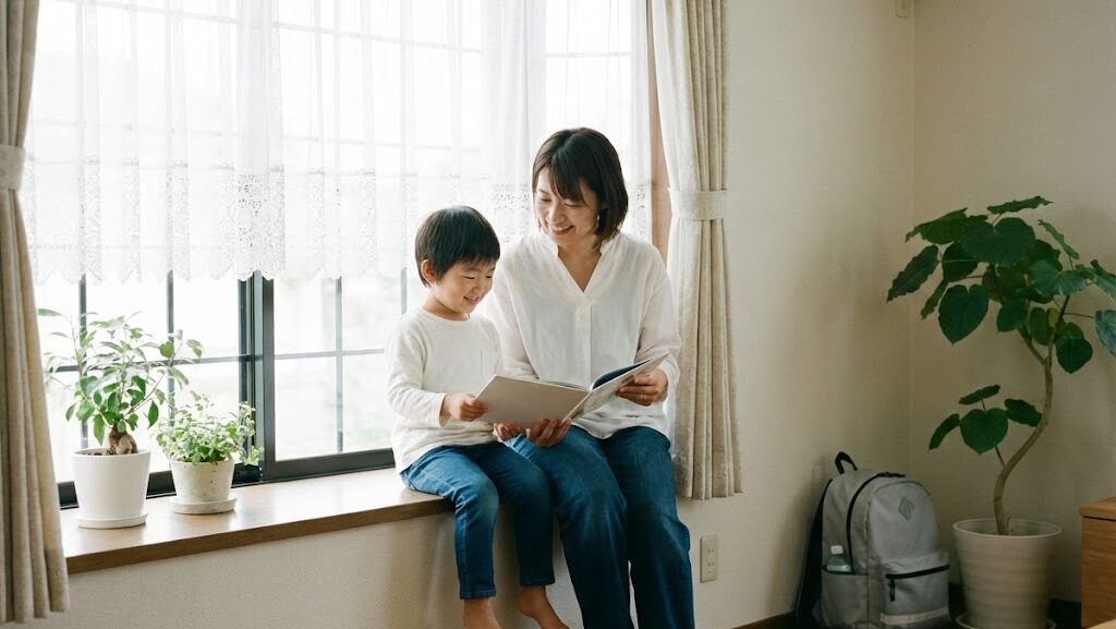 窓際が整理された安全な室内。収れん火災の教訓を活かし、日常的に備えている家庭の様子