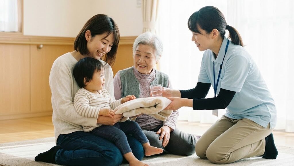 高齢者や子どもを支える多世代支援の室内風景