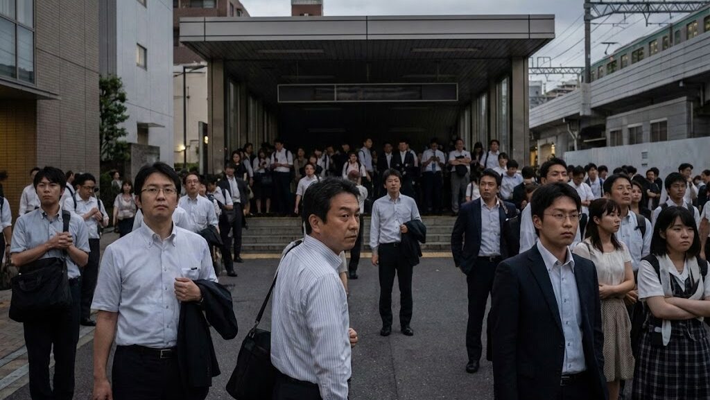 東日本大震災直後、交通が停止し都市部で立ち往生する帰宅困難者の様子
