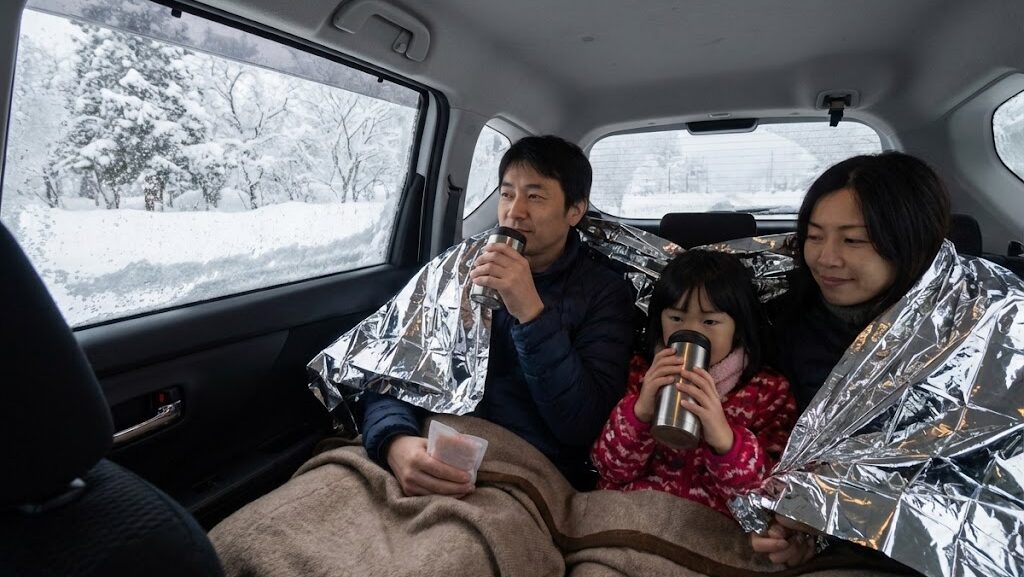 雪道での立ち往生に備えた車内防寒対策|毛布や防災用品の準備