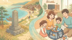 釜石の歴史的教訓と現代の防災備えをつなぐアイキャッチイラスト