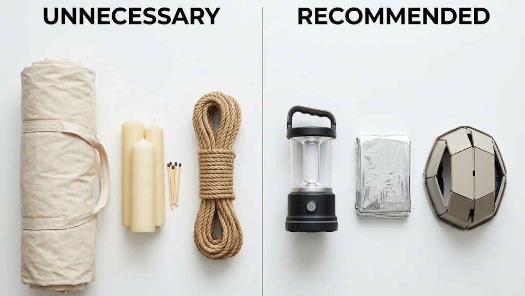 防災グッズのいらなかったものと代替品の比較レイアウト