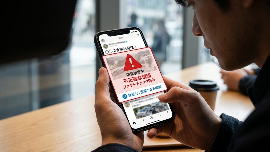 SNSのデマ情報にファクトチェックの警告が表示