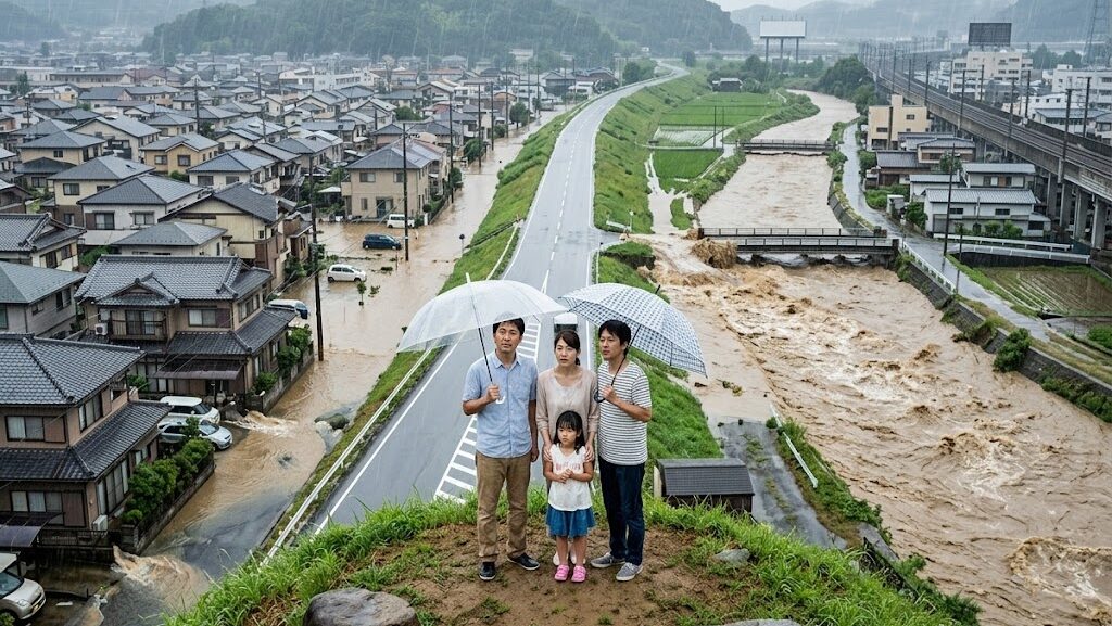 内水氾濫と外水氾濫の危険性を比較する水害イメージ