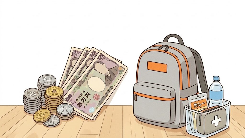 防災グッズにかける予算と防災セットのイメージ画像