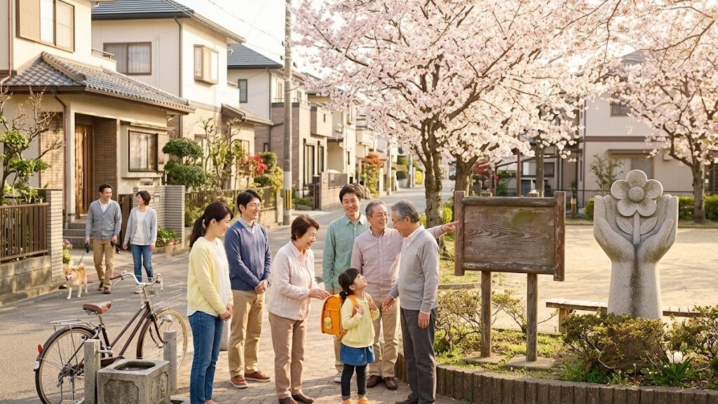 過去の4月の地震の教訓から防災意識を高めた春の地域コミュニティの温かい風景