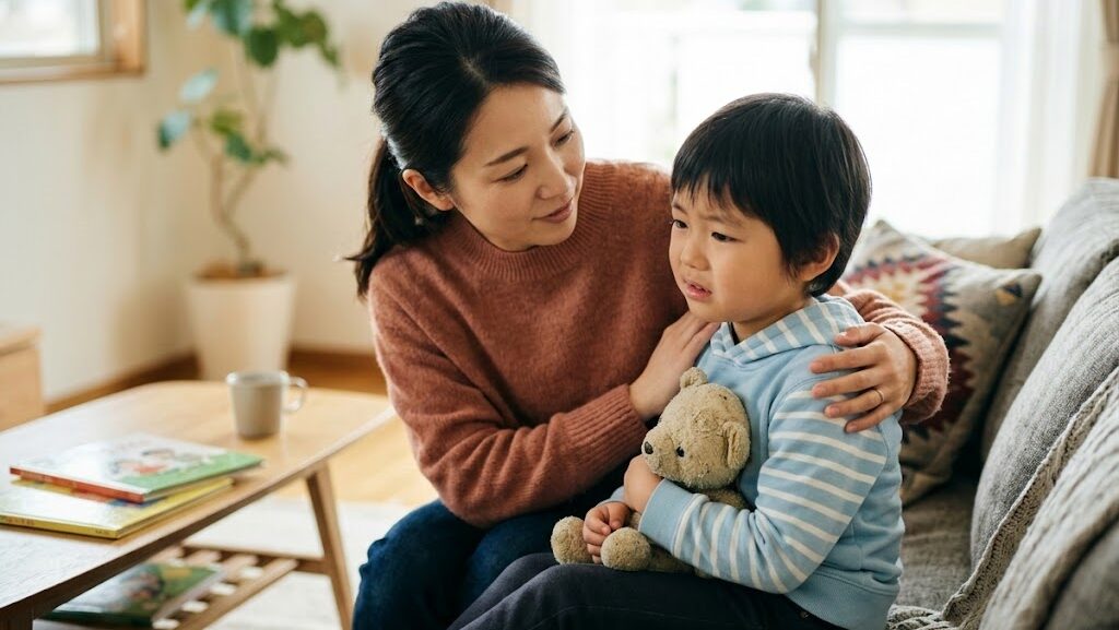  地震が怖い子供の心理と症状を知ろう
地震への不安を感じる子供に寄り添う母親