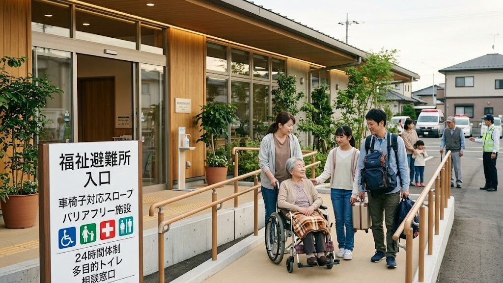 バリアフリー設備が整った福祉避難所の入口写真