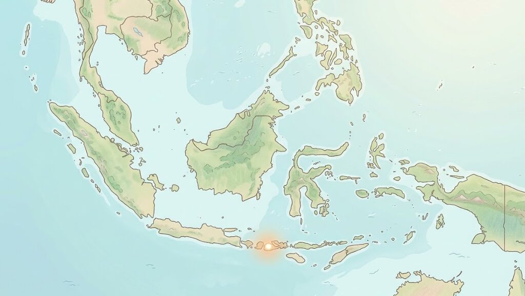 インドネシア・スンバワ島の位置を示したアニメ調地図イラスト