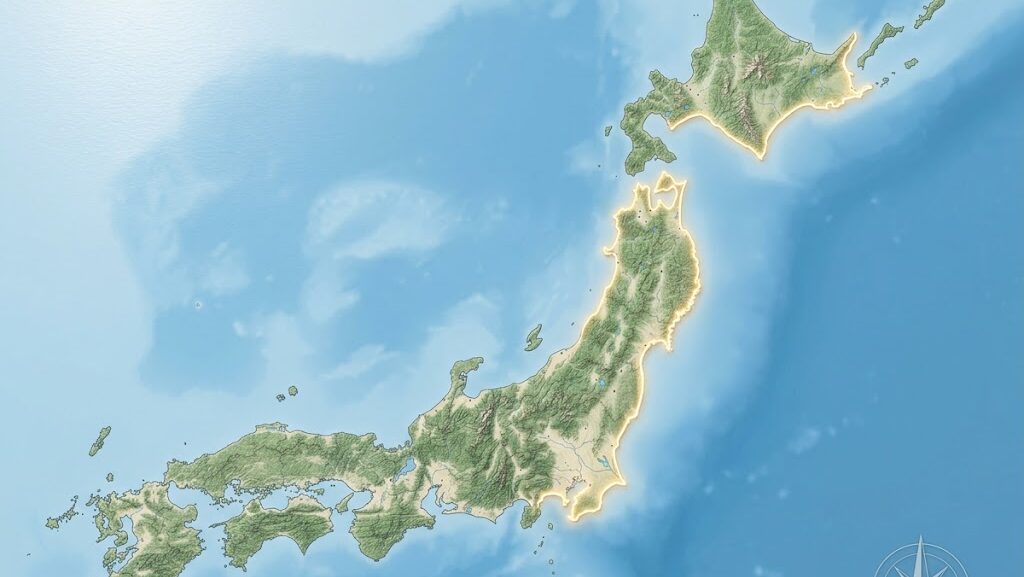 後発地震注意情報の対象地域・北海道から千葉の太平洋沿岸を示す地図イラスト