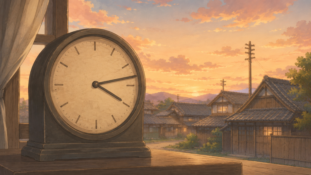 1948年6月28日午後4時13分に発生した福井地震の発生時刻を示すアナログ時計のイラスト