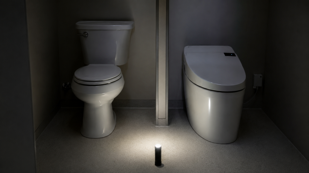 停電時のトイレの使い方を示すイラスト