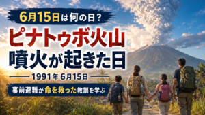 1991年6月15日ピナトゥボ火山噴火と家族の事前避難をイメージした防災カレンダーのアイキャッチ