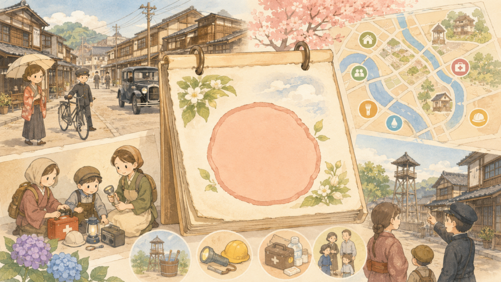 1925年5月23日・北但大震災が発生した歴史的な日付を示すイラスト