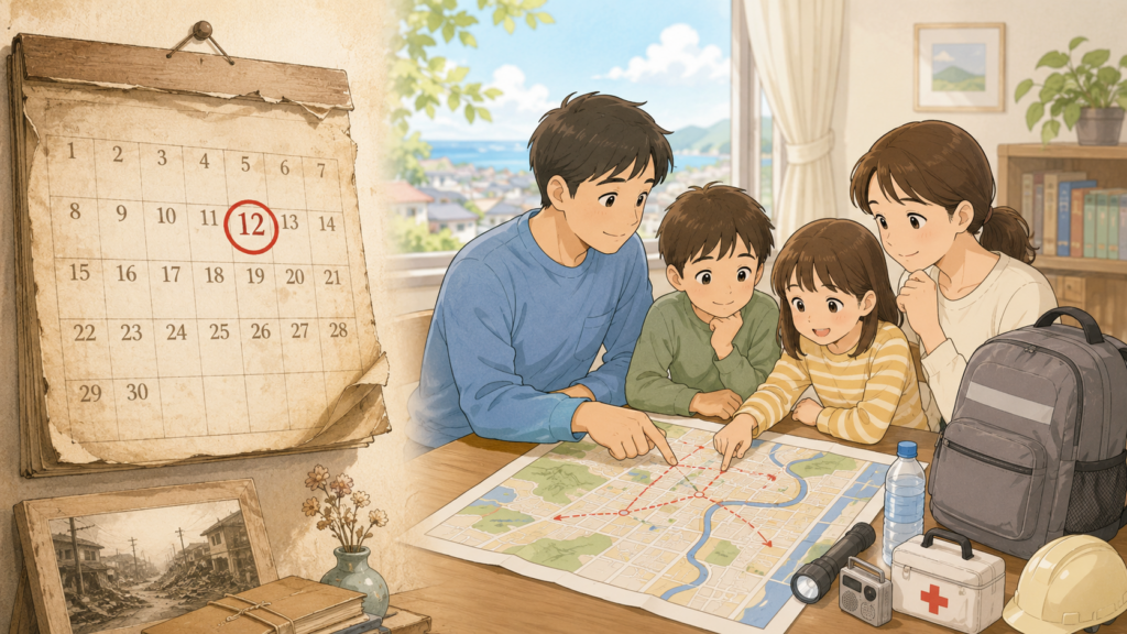 6月12日宮城県沖地震1978の防災カレンダー記事アイキャッチイラスト