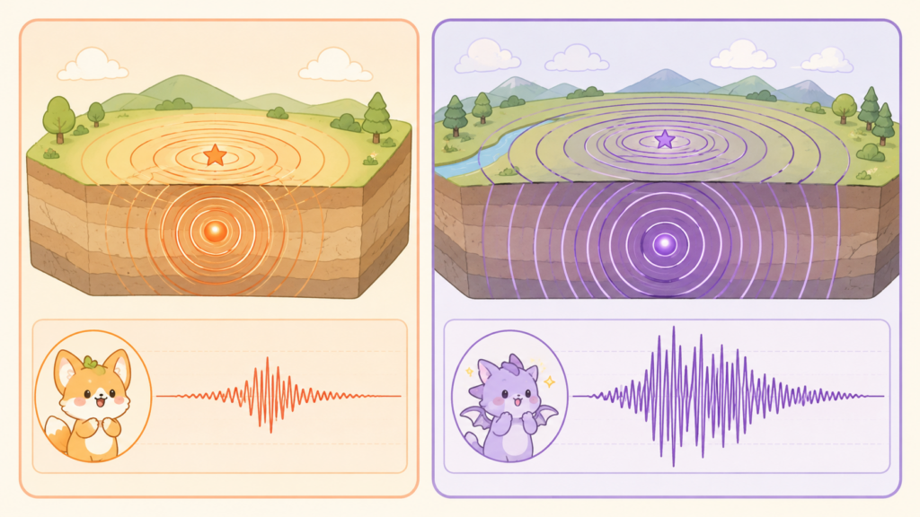 地震の規模（マグニチュード）を比較図解したやさしいイラスト