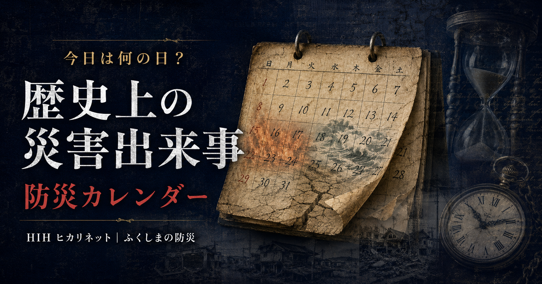 今日は何の日の歴史上の災害出来事を調べる防災カレンダーのアイキャッチ画像