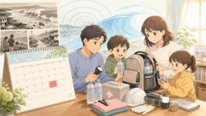 5月24日のチリ地震津波を振り返る防災カレンダーのイラスト