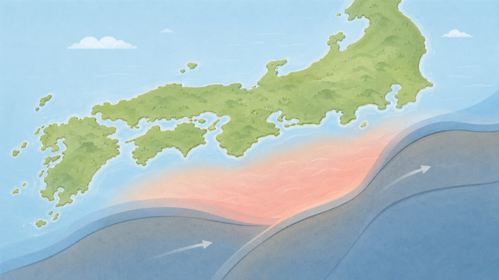 南海トラフ周辺のプレート境界を示す概念図