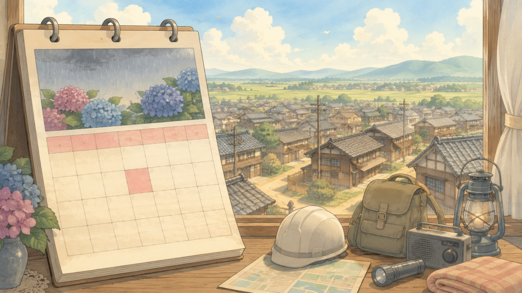 1948年6月28日に福井平野で起きた福井地震の発生日を示すカレンダーのイラスト