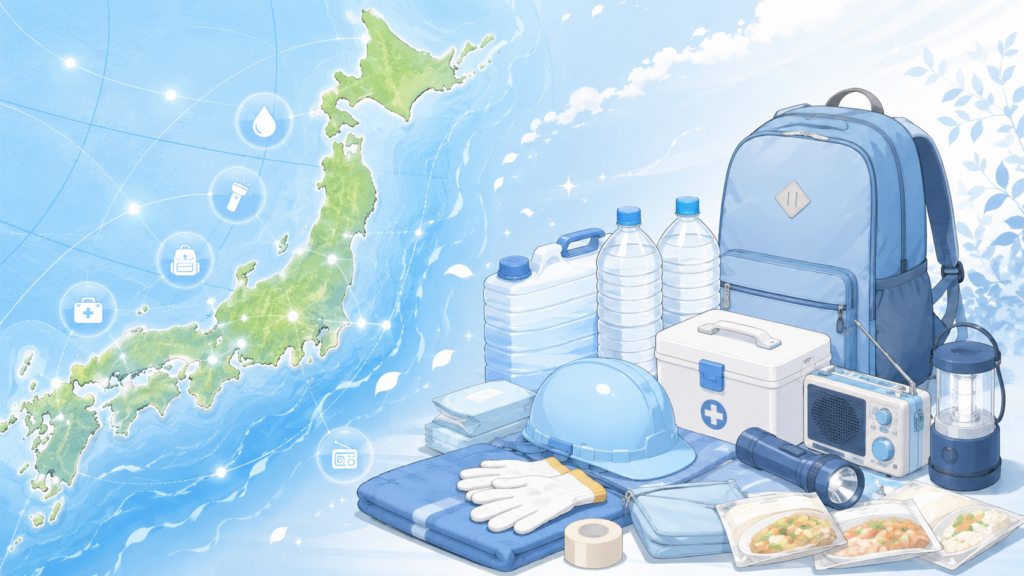 南海トラフ地震に向けた備えの見直しを促すイラスト