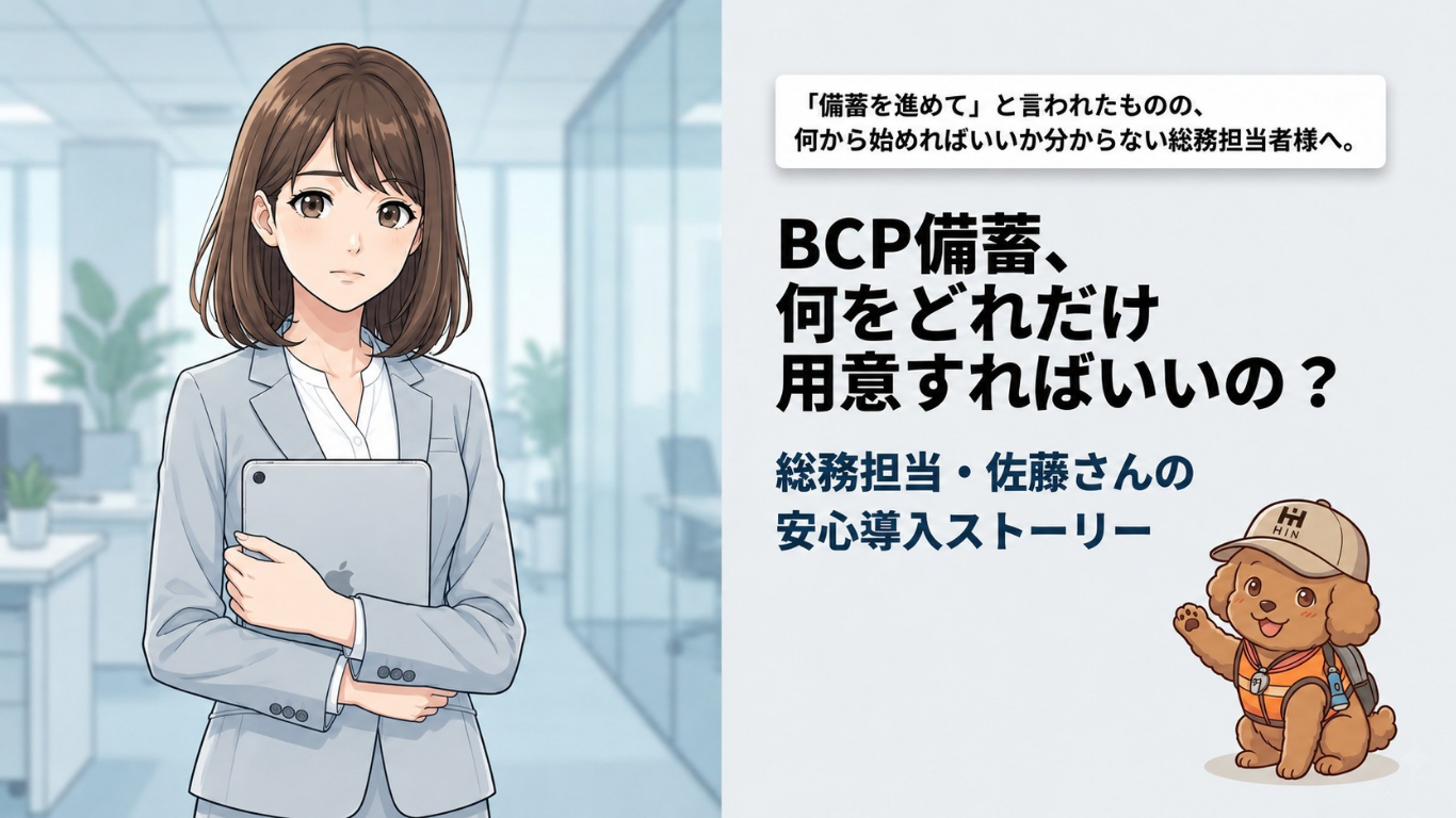 マンガ 1ページ目|会社の備蓄に悩む総務担当者