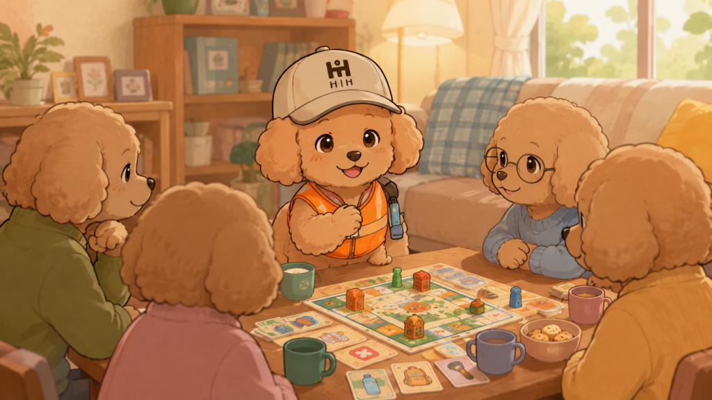 そなぷーが大人にも防災を語りかけるイラスト