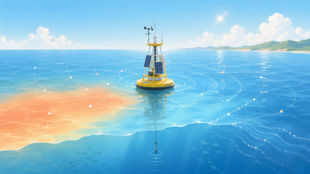 海面水温を監視する観測のイメージイラスト