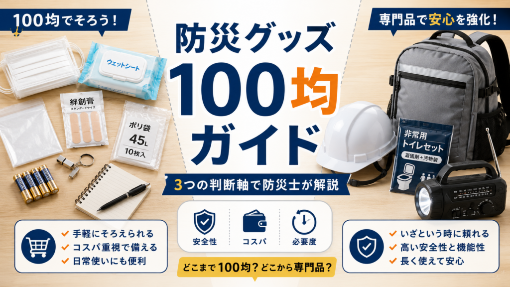 防災グッズを100均で選ぶ買い物シーン