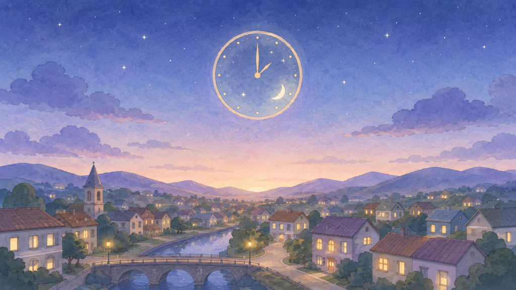未明に発生した地震の時間帯を象徴するイラスト
