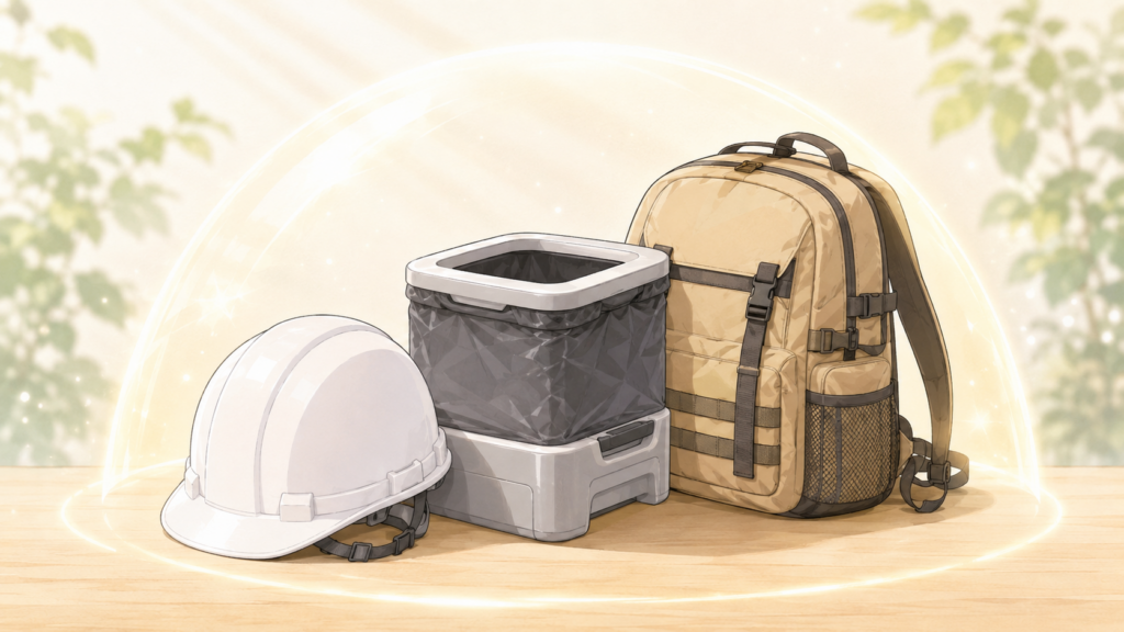命を守るために専門品を選ぶべき防災道具のイラスト