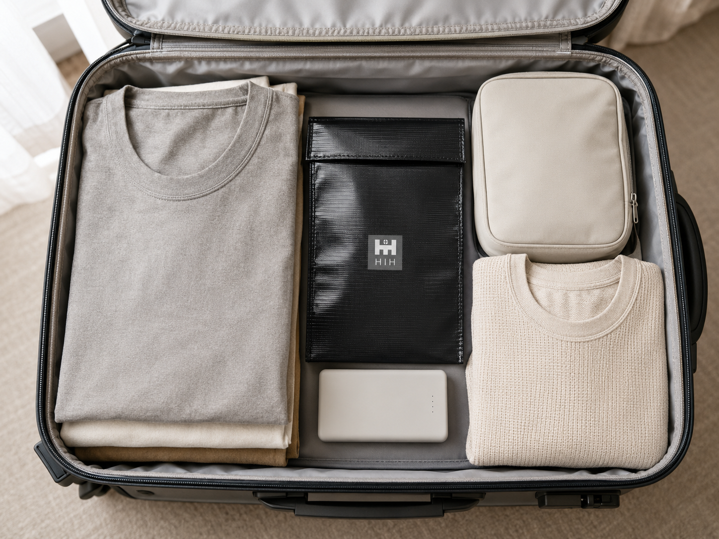 旅行・出張の荷物に入れた耐火収納バッグ