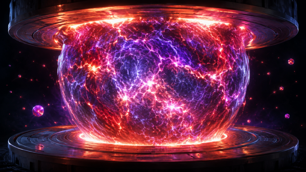 長い年月をかけてエネルギーが蓄積される様子を光の塊で表したイメージ