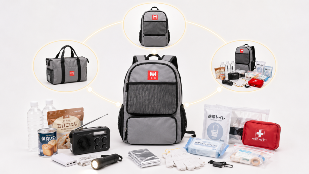 防災リュック・防災バッグ・防災セットのイメージと防災用品一式
