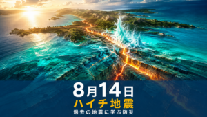 8月14日に発生したハイチ地震を象徴する、海底の断層がずれ動く様子のイメージ