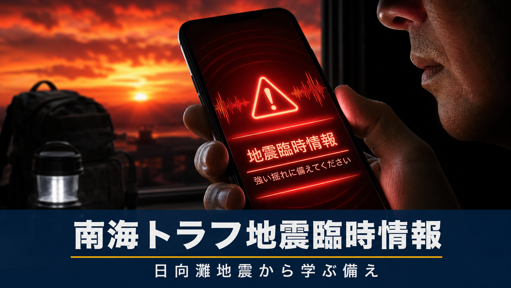 スマートフォンに表示された地震臨時情報の通知を確認する手元のイメージ