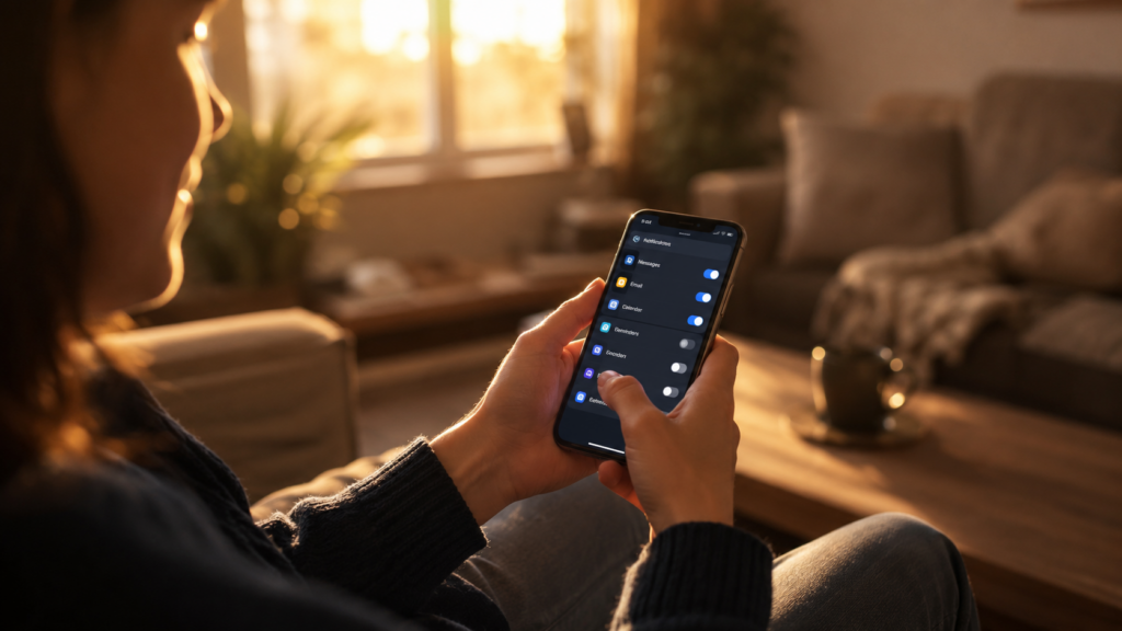 スマートフォンでキキクルの通知設定を行っている手元のイメージ