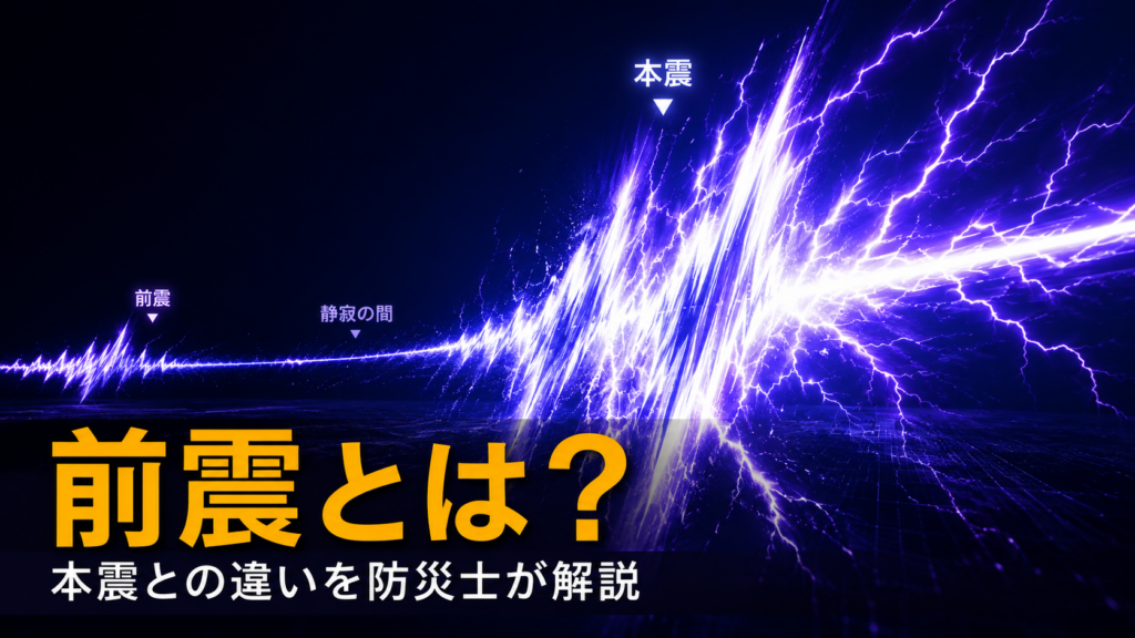 地震計の波形のように前震から本震へとエネルギーが増大する様子を表したイメージ