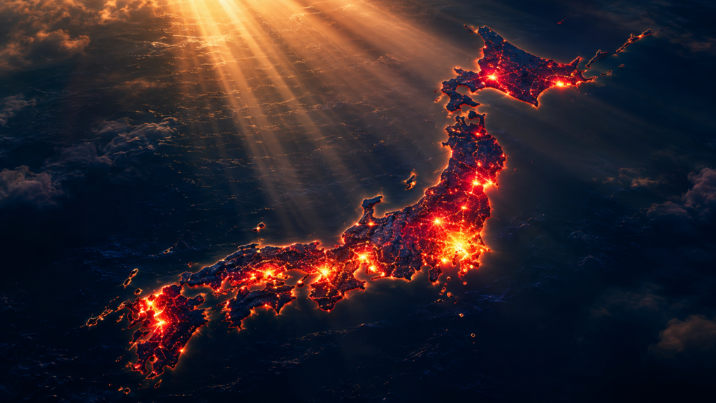 2026年に各地で酷暑日が発生する見込みを地図上のホットスポットで表したイメージ