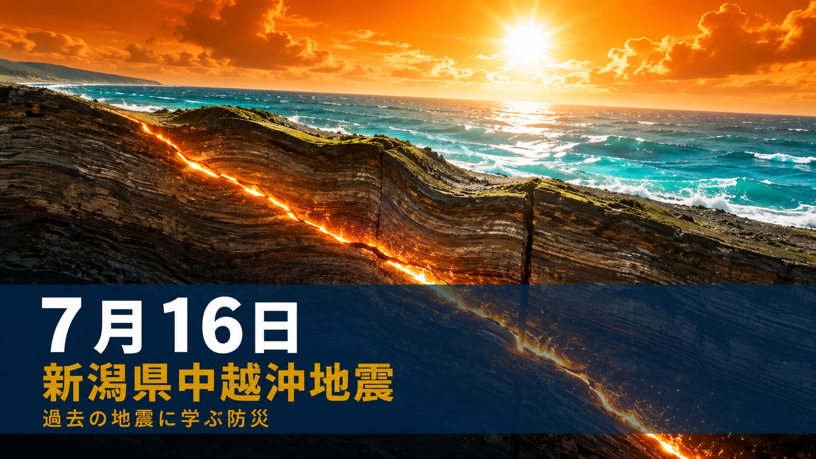 7月16日に発生した新潟県中越沖地震をイメージした海岸の地殻変動のイメージ