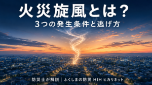 火災旋風とは何かと3つの発生条件を防災士が解説する記事のアイキャッチ画像