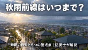 秋雨前線がいつまで続くのかを解説する記事のアイキャッチ画像