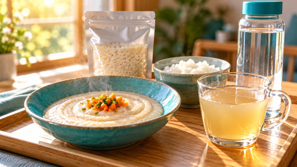 介護食やとろみ飲料・水など介護施設向けの備蓄食のイメージ