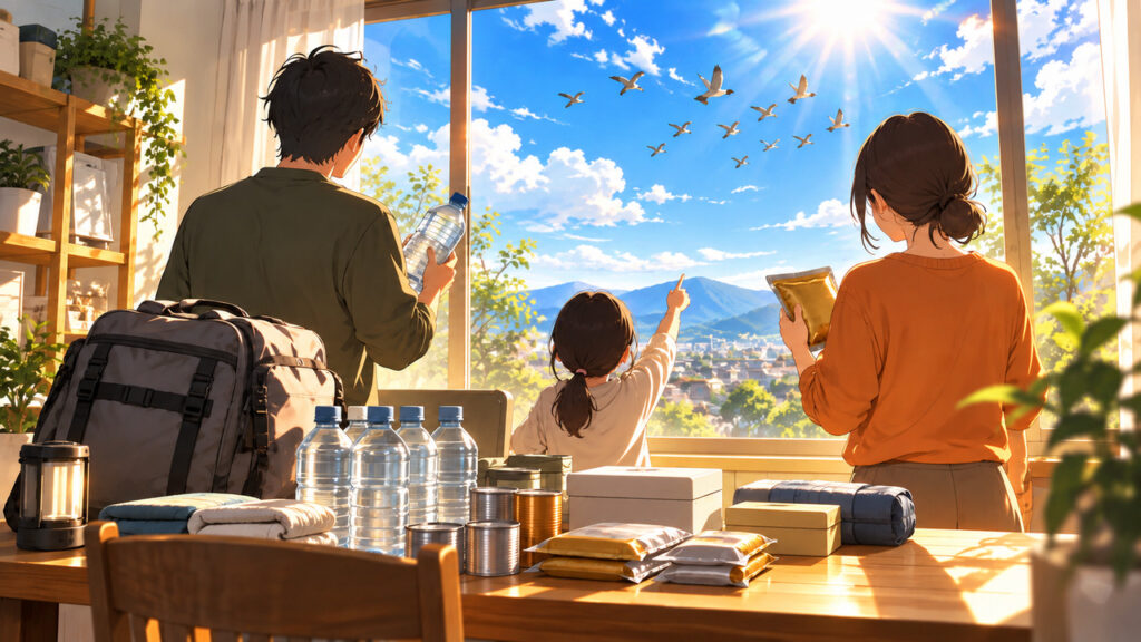 前兆を探すより、日頃から備えを整えておくことを表した家庭のイメージ